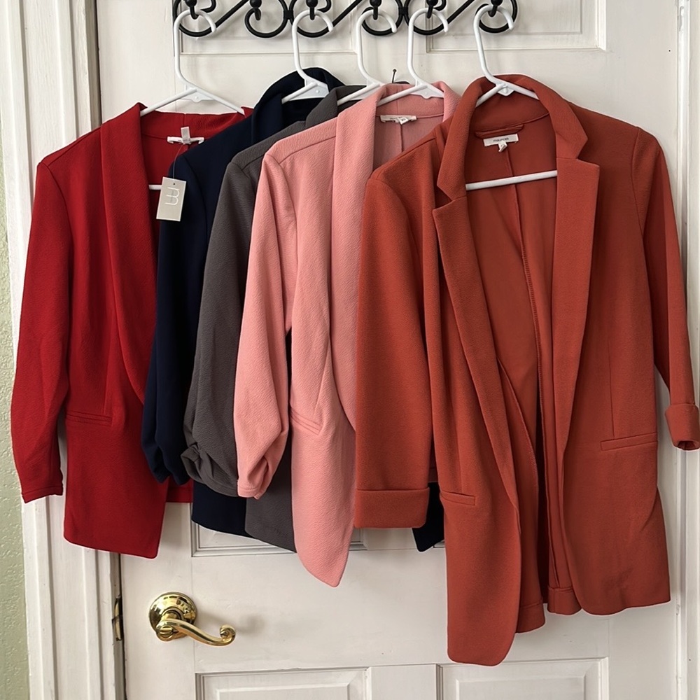 5 Soft comfy blazers red, black, coral, pink, grey
